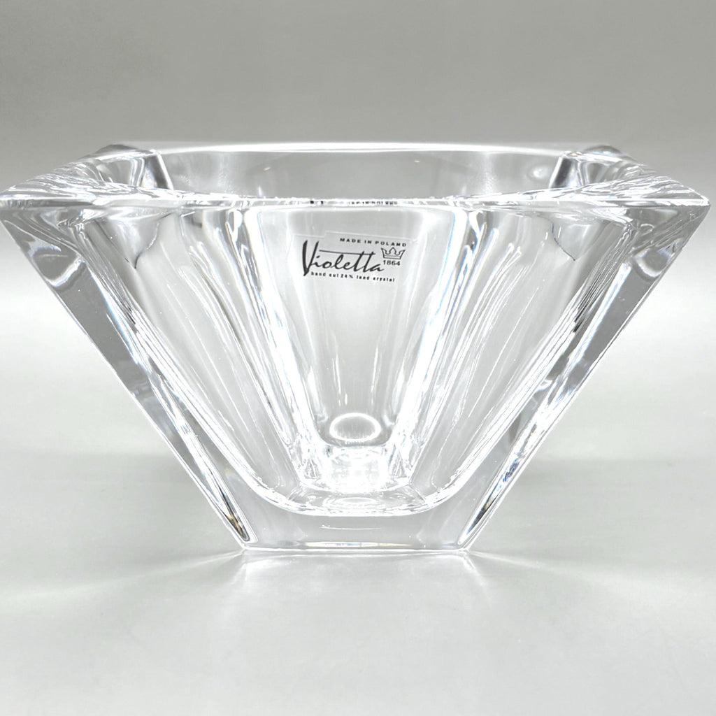 Violetta, Hand Cut Lead Crystal Bowl, Original Sticker Square Design | Polish Glass Art