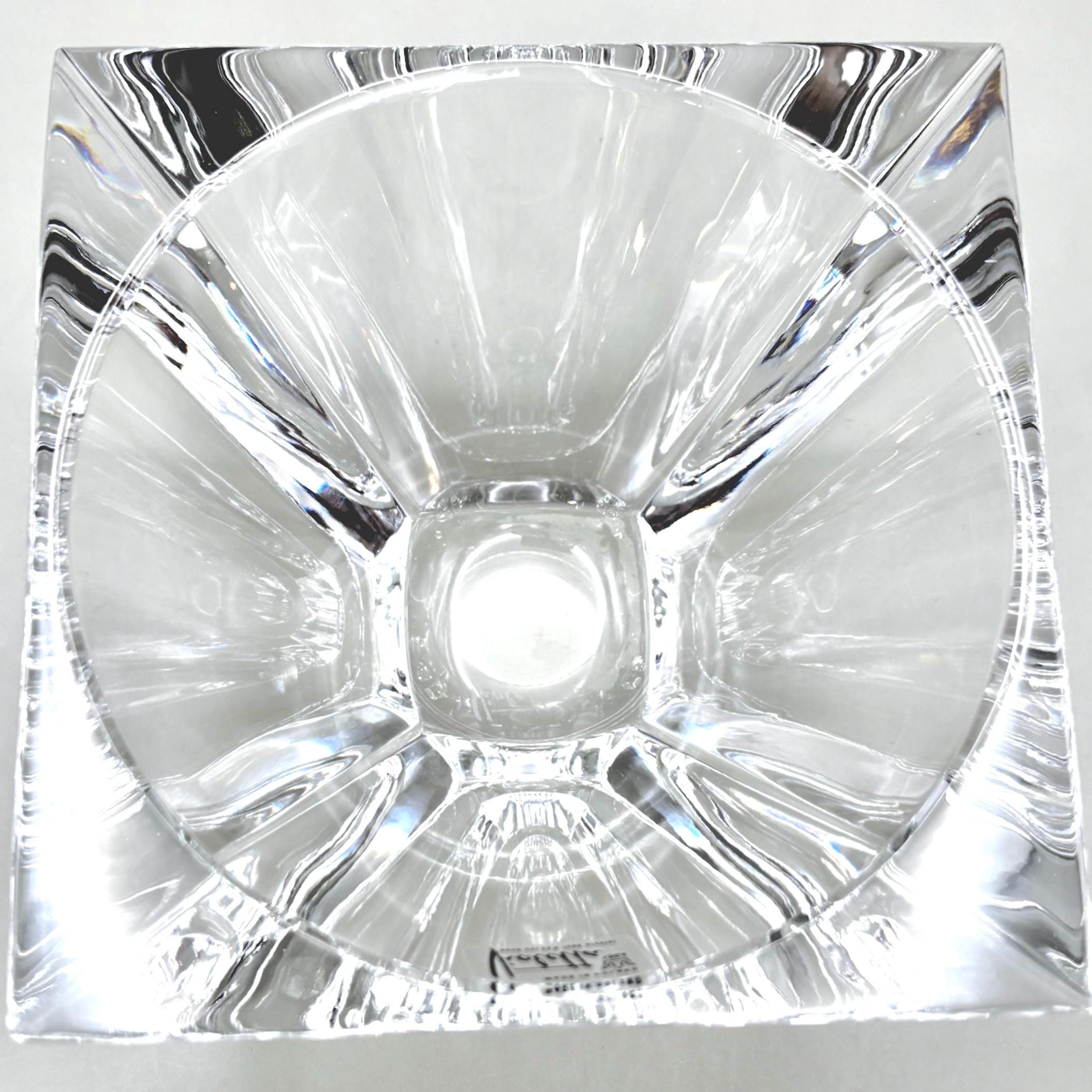 Violetta, Hand Cut Lead Crystal Bowl, Original Sticker Square Design | Polish Glass Art