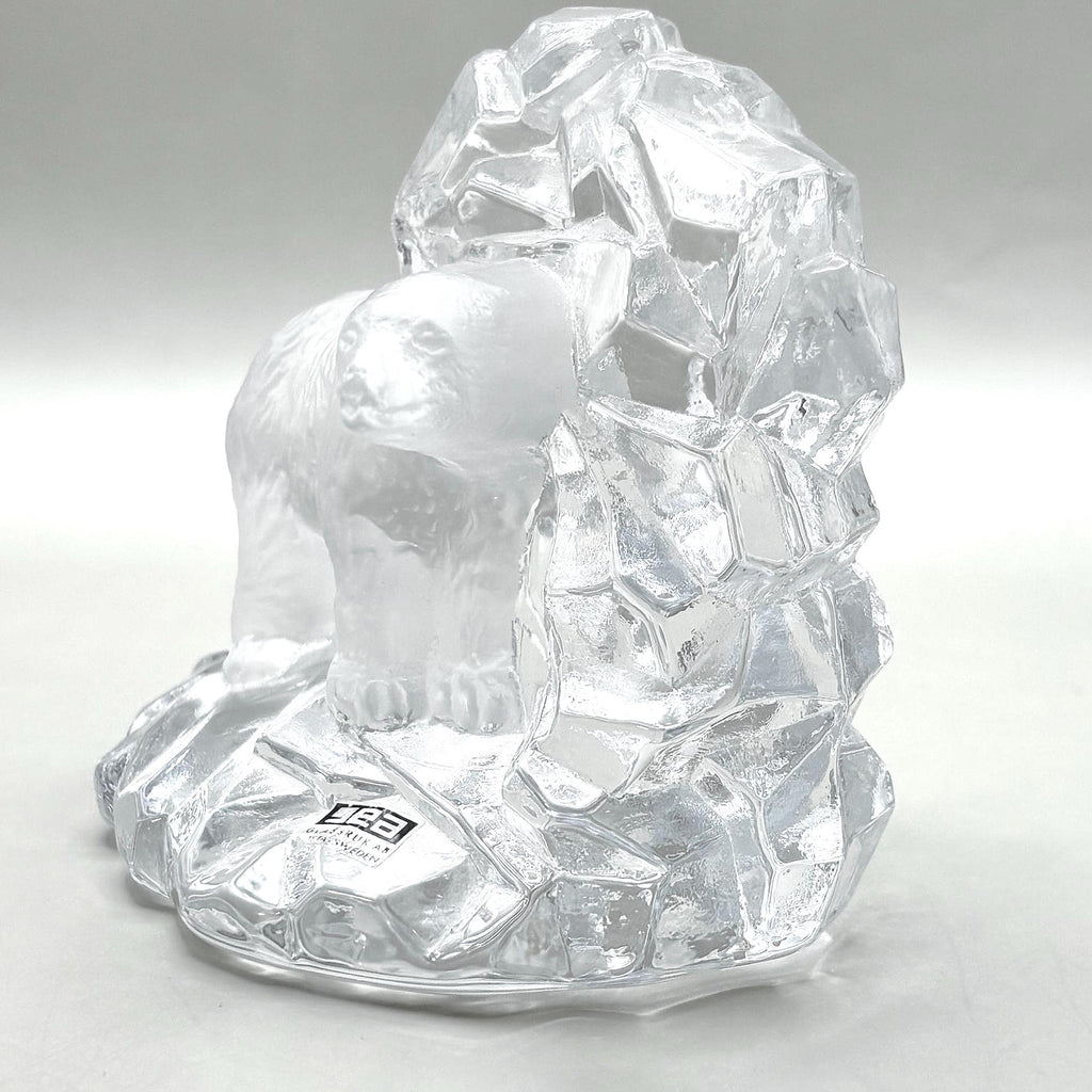 Kosta Boda SEA Glasbruk Crystal Polar Bear Figurine | Swedish Mid-Century Modern Iceberg Decor