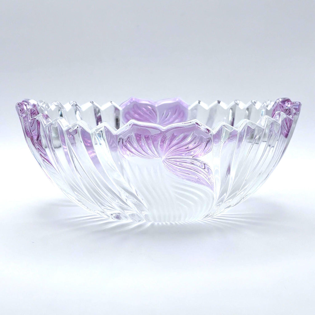 Anna Hütte Cut Crystal Bowl, Lilac Purple, Mid Century German Design