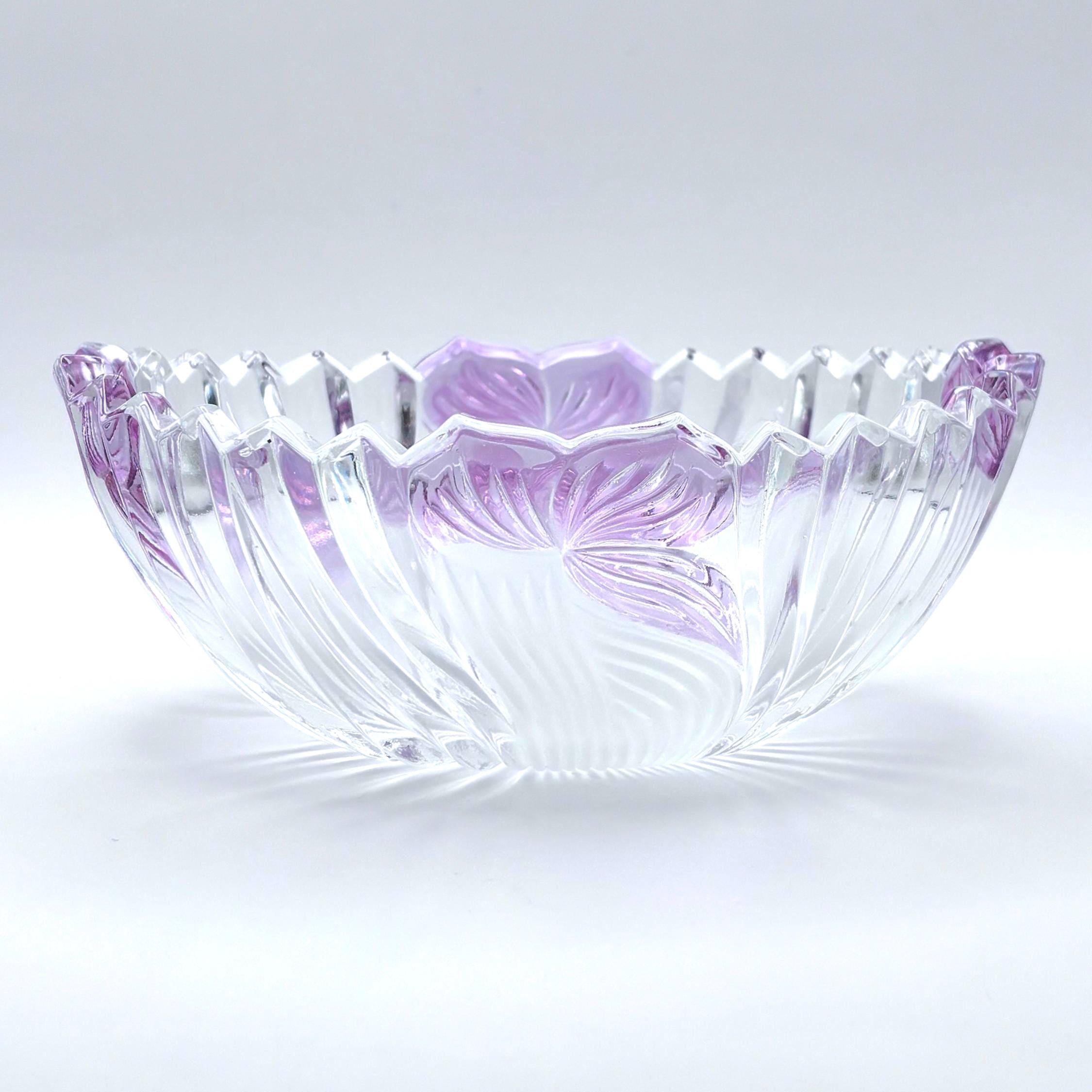 Anna Hütte Cut Crystal Bowl, Lilac Purple, Mid Century German Design