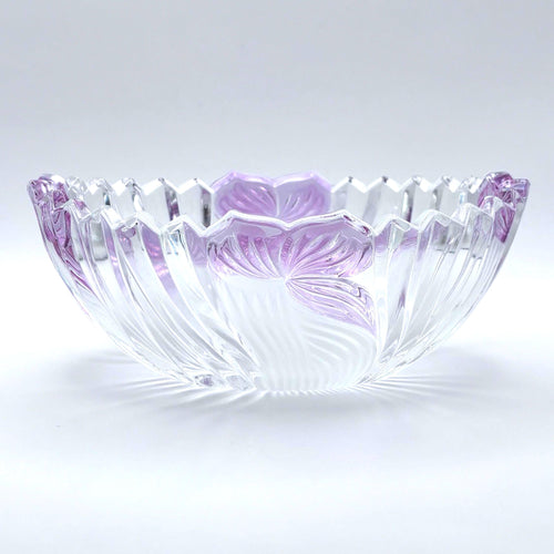 Anna Hütte Cut Crystal Bowl, Lilac Purple, Mid Century German Design