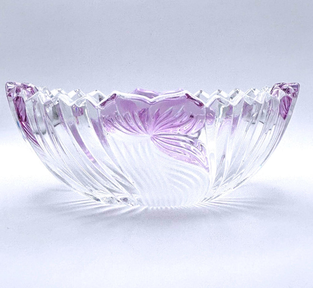 Anna Hütte Cut Crystal Bowl, Lilac Purple, Mid Century German Design