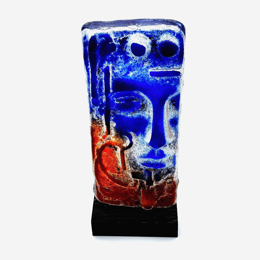 Björn Ekegren, Rare Signed Glass Face skulpture | Mid Century Modern Scandinavian