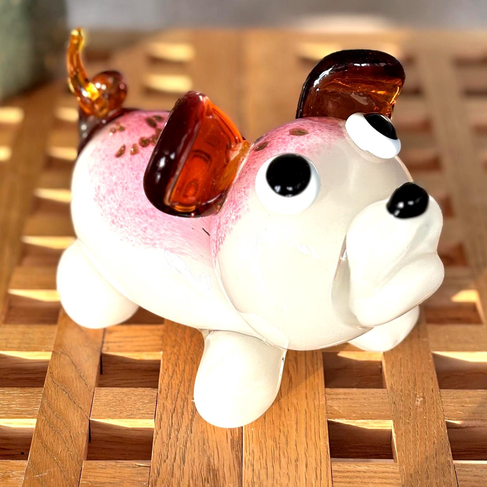 Vintage Murano Glass Dog Figurine | Italian Art Glass Sculpture
