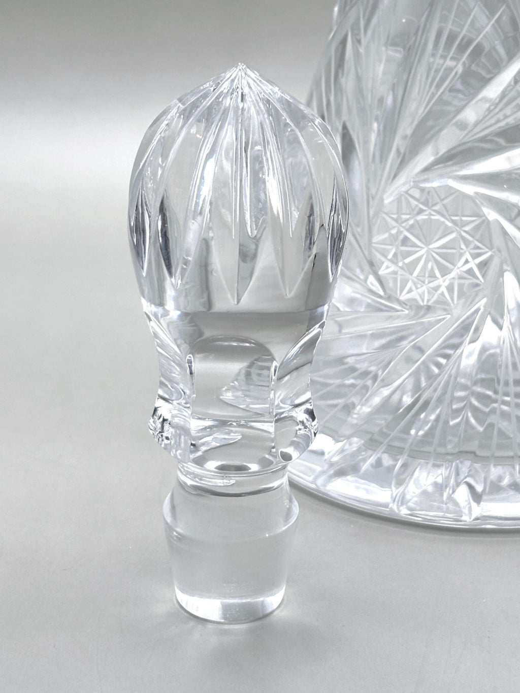 Bohemian Cut Crystal Decanter, Tall European Hand-Cut Glass Stoppered Bottle