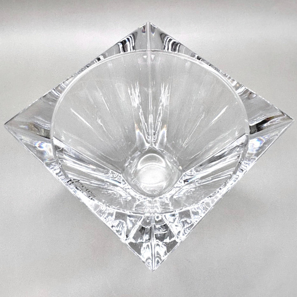 Violetta, Hand Cut Lead Crystal Bowl, Original Sticker Square Design | Polish Glass Art