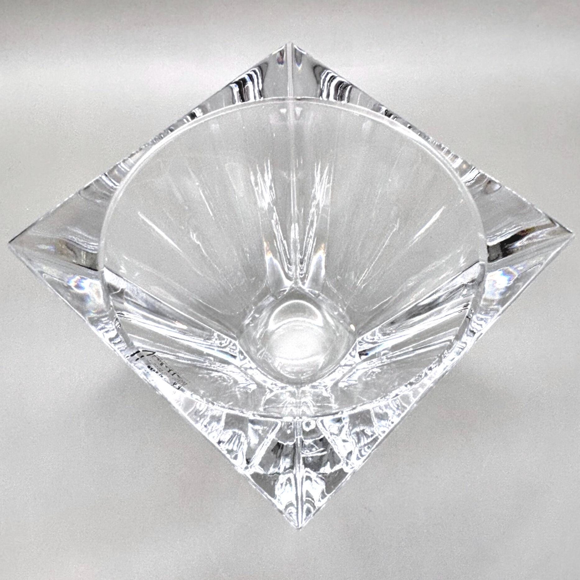Violetta, Hand Cut Lead Crystal Bowl, Original Sticker Square Design | Polish Glass Art
