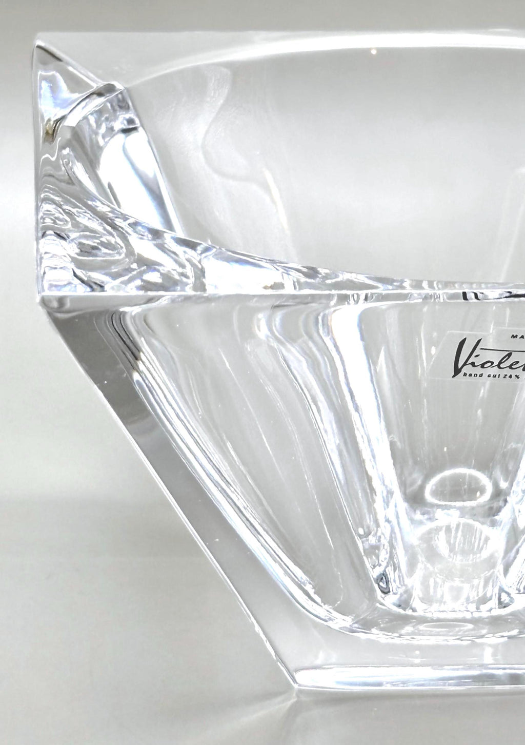 Violetta, Hand Cut Lead Crystal Bowl, Original Sticker Square Design | Polish Glass Art