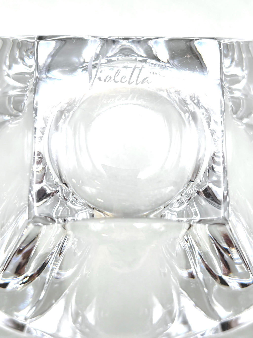 Violetta, Hand Cut Lead Crystal Bowl, Original Sticker Square Design | Polish Glass Art