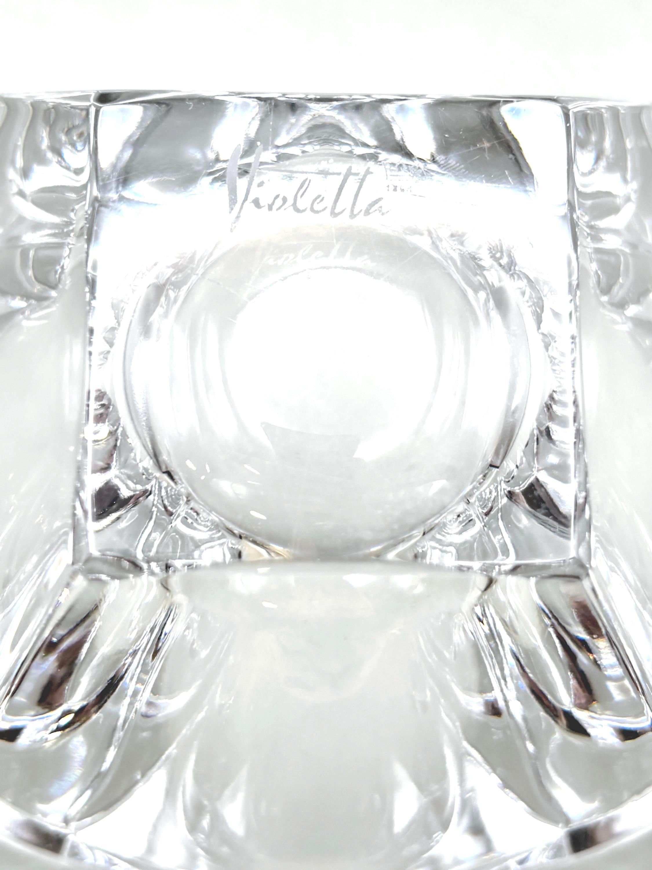 Violetta, Hand Cut Lead Crystal Bowl, Original Sticker Square Design | Polish Glass Art