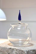 Cristal d’Arques, Exclusive Crystal Bonbonnière with Blue Finial Lid | Luxury French Crystal