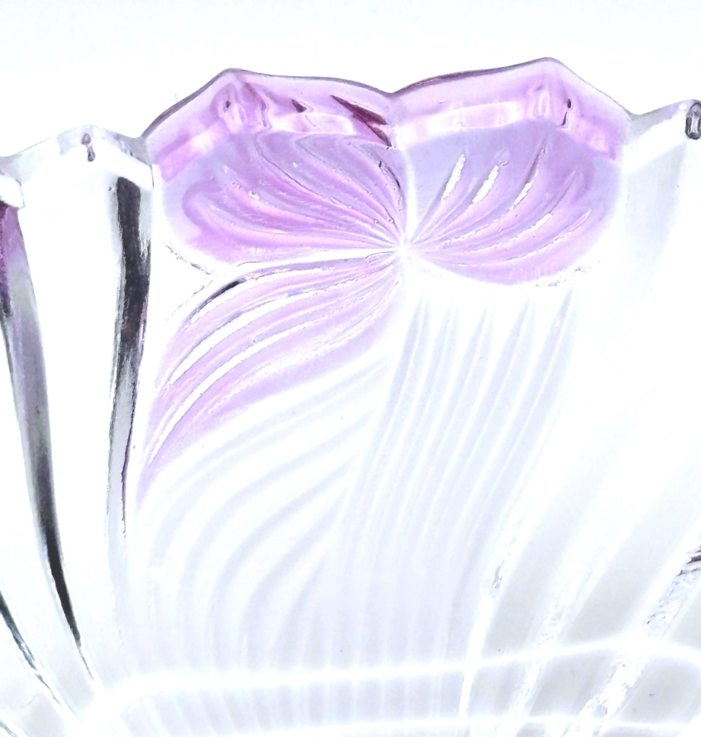 Anna Hütte Cut Crystal Bowl, Lilac Purple, Mid Century German Design