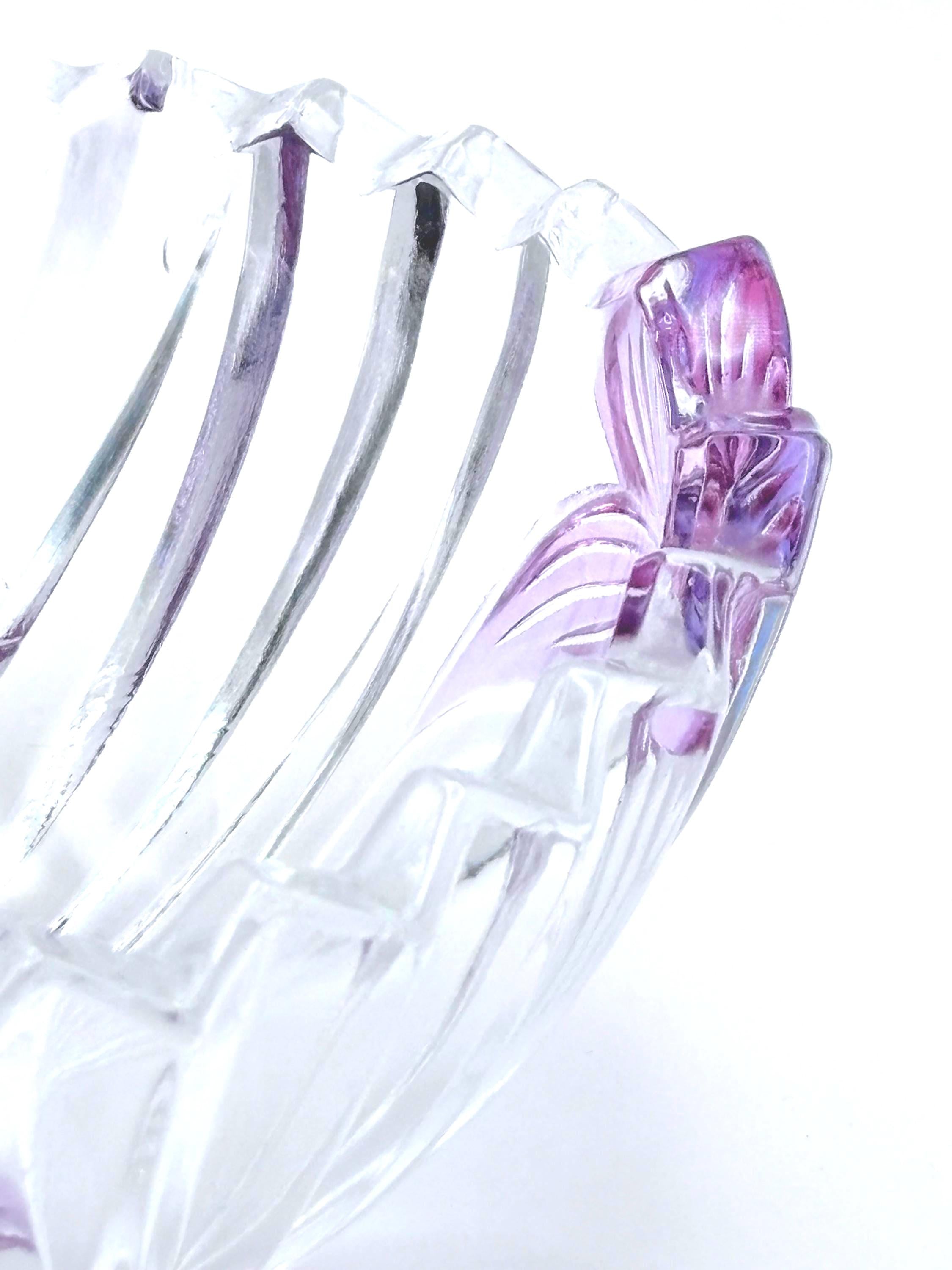 Anna Hütte Cut Crystal Bowl, Lilac Purple, Mid Century German Design