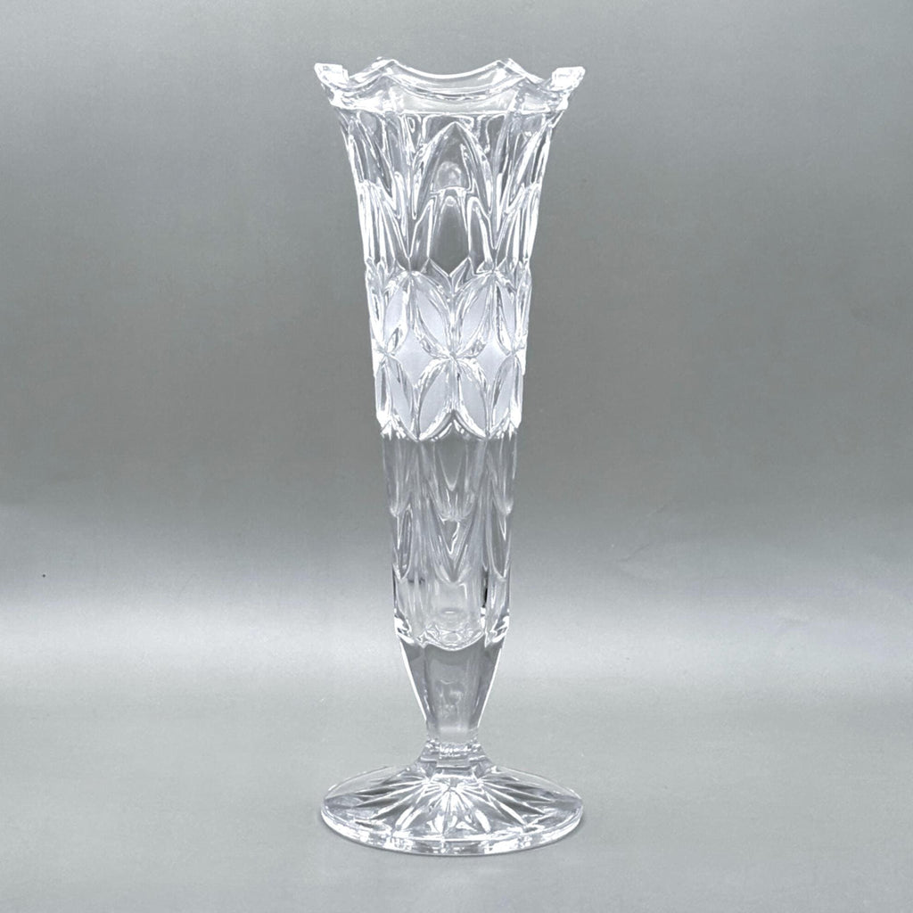 Bohemian Cut Crystal Bud Vase, Tall Geometric Floral Decoration 24cm