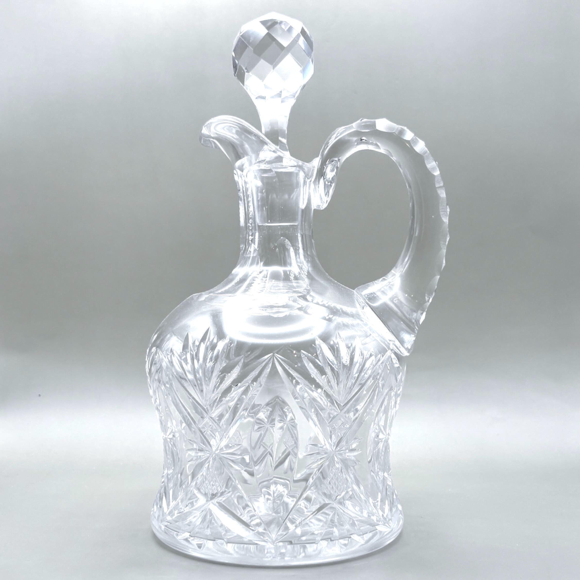 Bohemian Crystal Decanter/Carafe with Stopper | Hand Cut Czecht Crystal