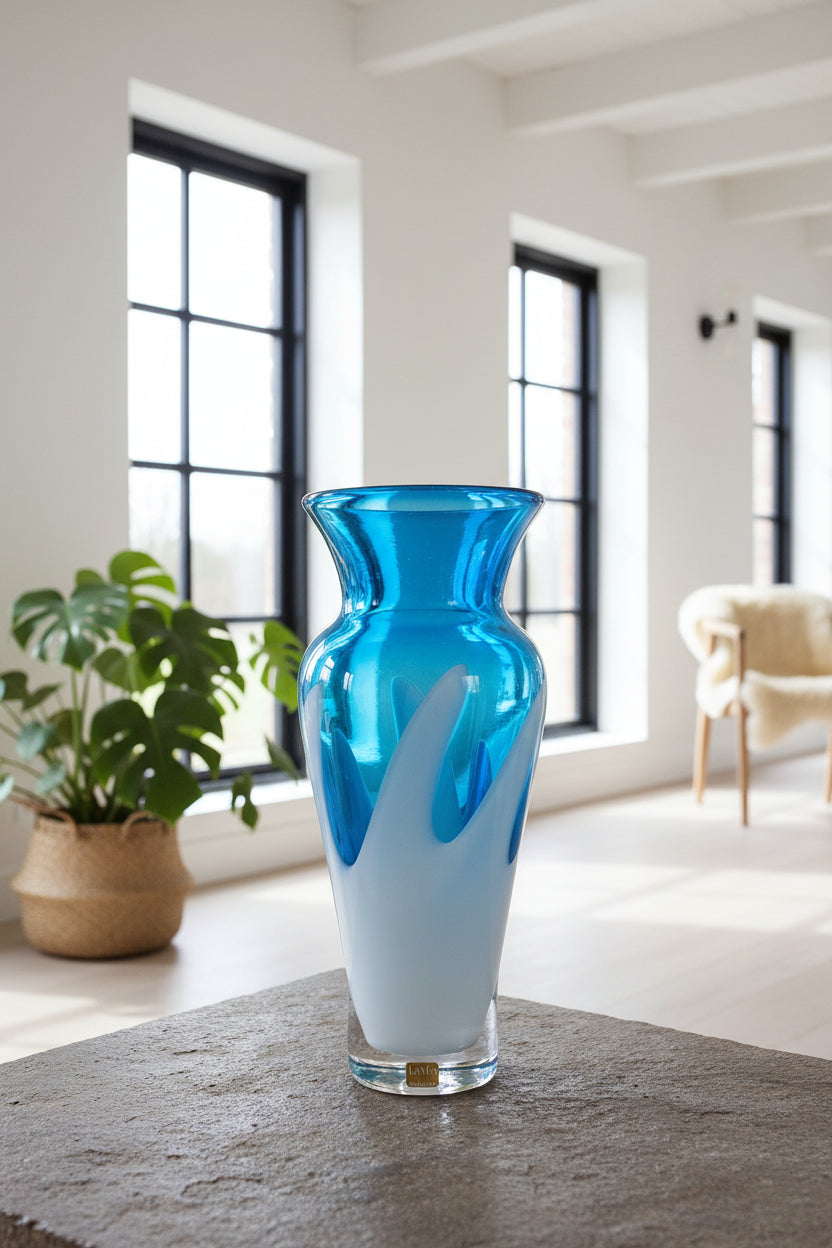 LaMa Glass, Blue White Splash Vase | Scandinavian Modern design