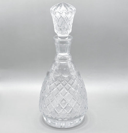 Bohemian Cut Crystal Decanter | Tall Glass Decanter with Stopper, 30 cm