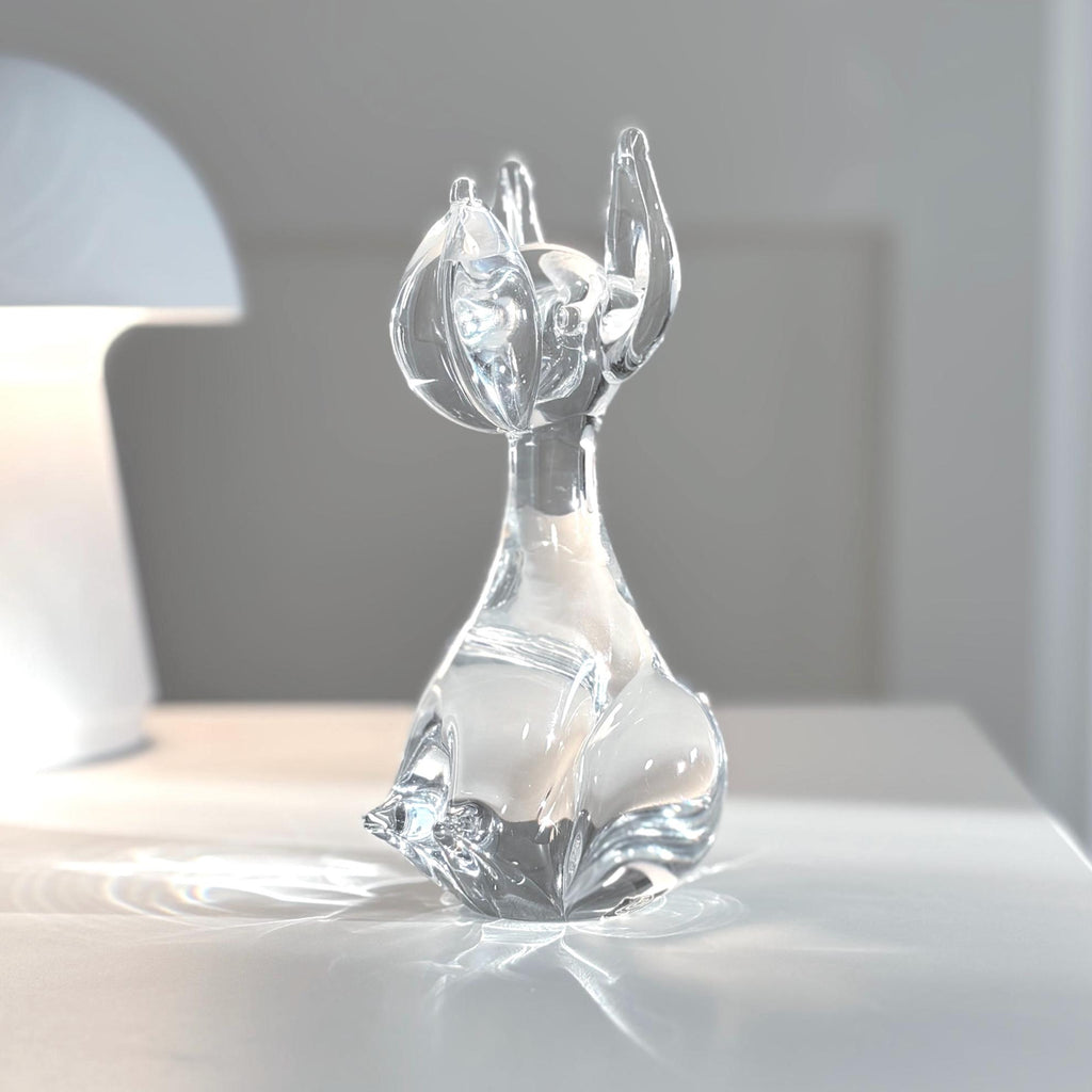 Vintage Ekenäs Glasbruk Crystal Dog Sculpture | Swedish Art Glass