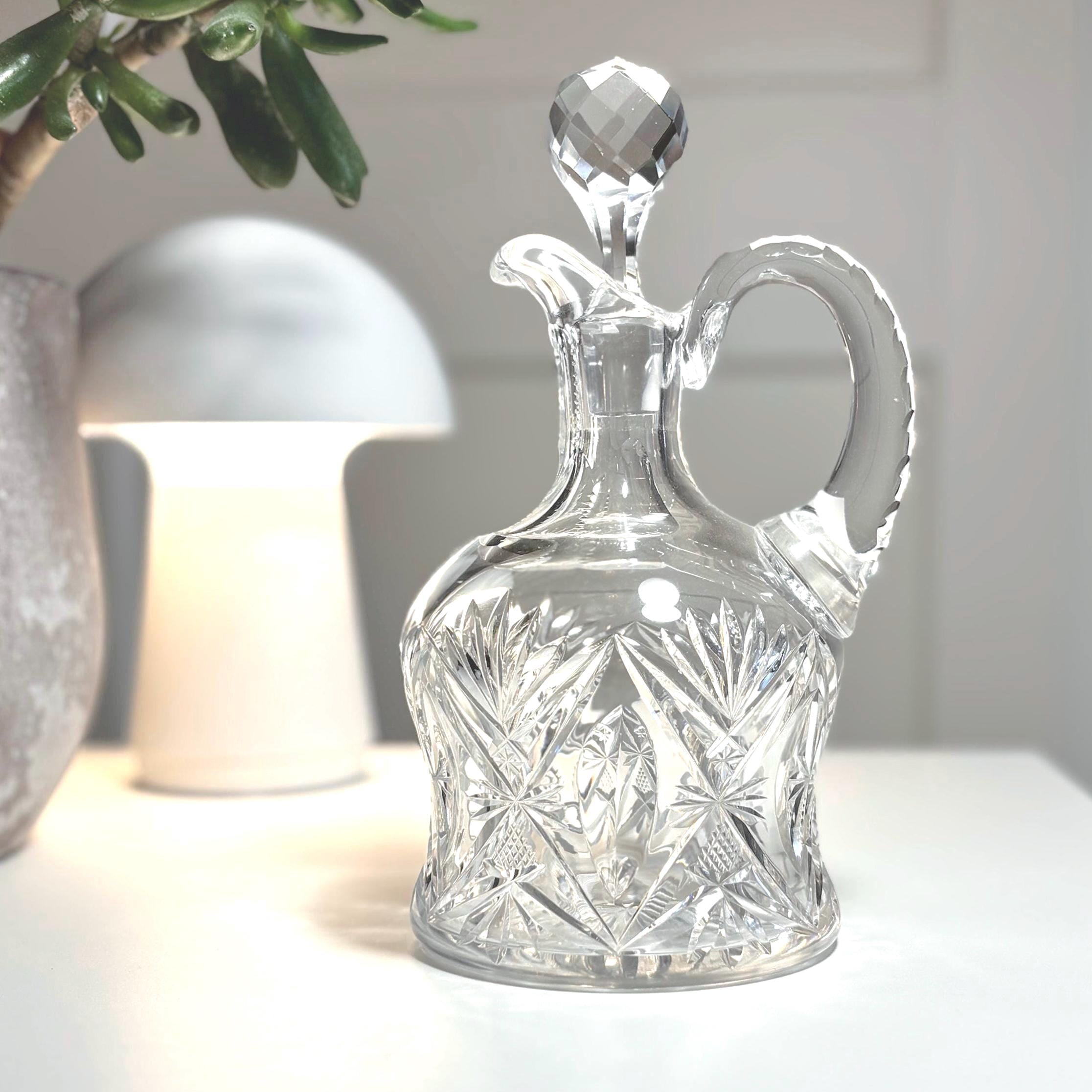 Bohemian Crystal Decanter/Carafe with Stopper | Hand Cut Czecht Crystal