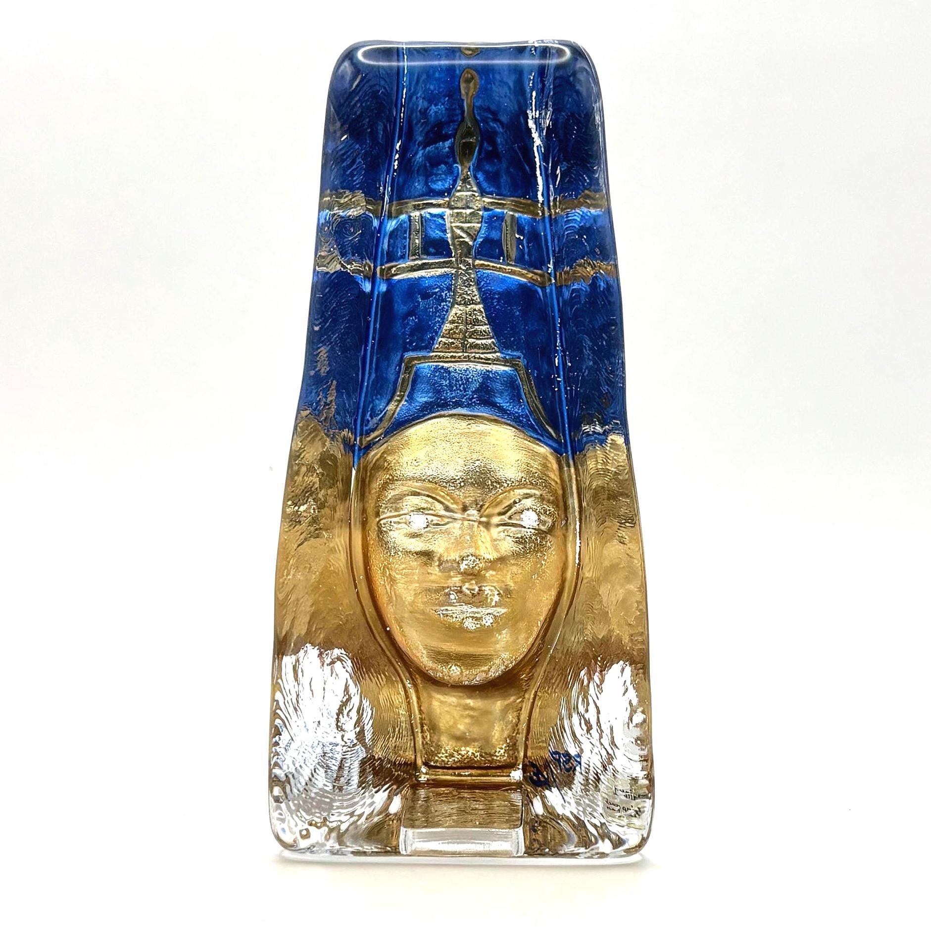 SEA Glasbruk Renate Stock Sculpture, Egyptian Queen Nefertiti Style | Swedish Glass Art