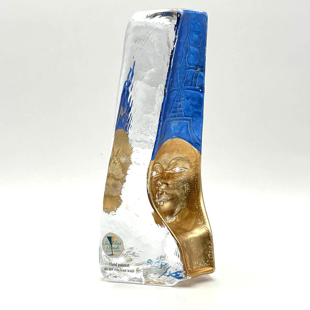 SEA Glasbruk Renate Stock Sculpture, Egyptian Queen Nefertiti Style | Swedish Glass Art