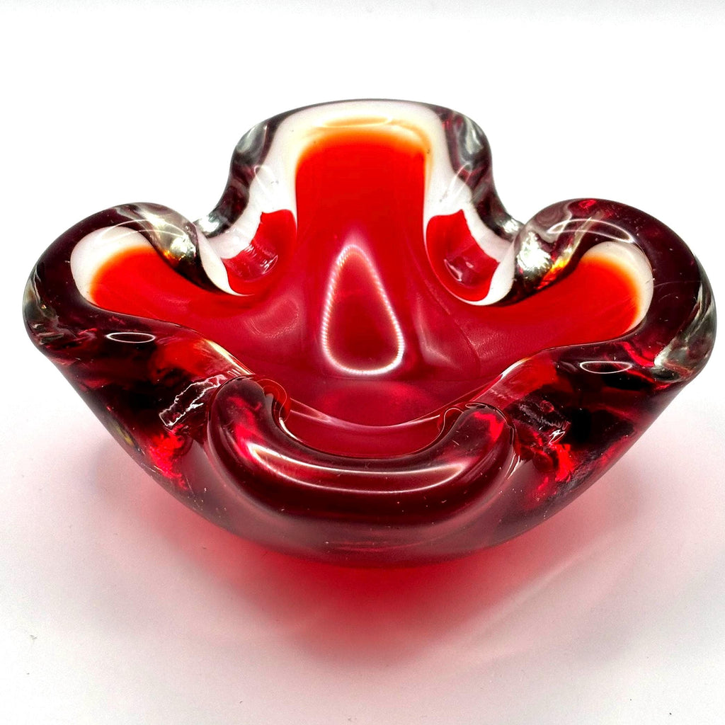 Murano, Sommerso, Ruby Red centrepiece | Italian Art Glass, 13 cm