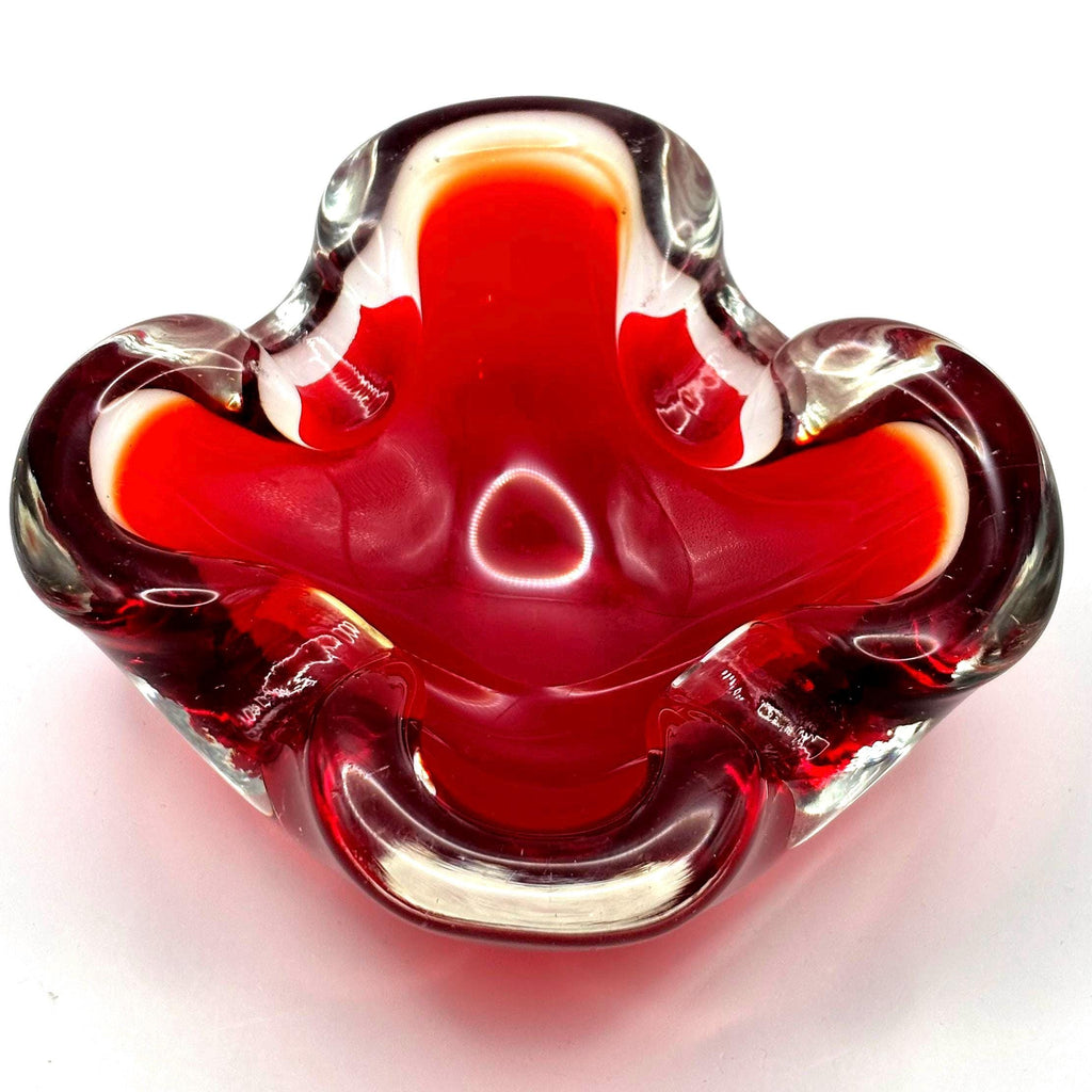 Murano, Sommerso, Ruby Red centrepiece | Italian Art Glass, 13 cm