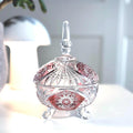 Bohemian Ruby Overlay Cut Crystal Candy Dish with Lid – Starburst Bonbonniere on Feet