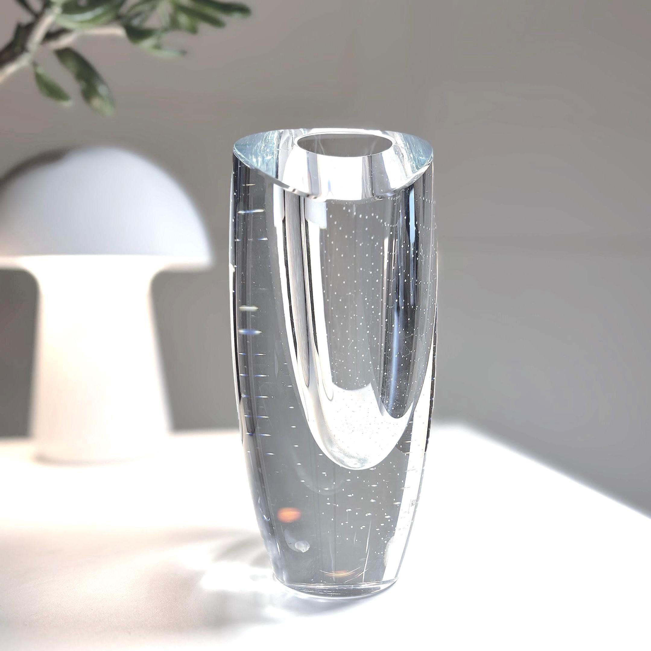 Kosta Boda Crystal Vase | Göran Wärff Signed Scandinavian Art Glass Sculpture