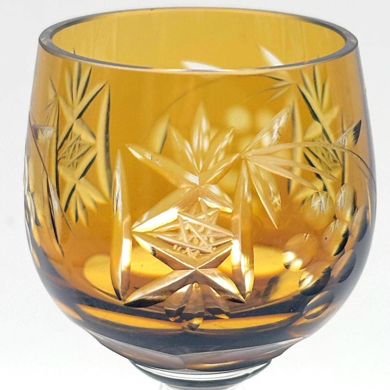 Bohemian, Set of 5 Colored Cut Crystal Cordial Glasses | Hand Cut Czech Crystal, 12.5 cm