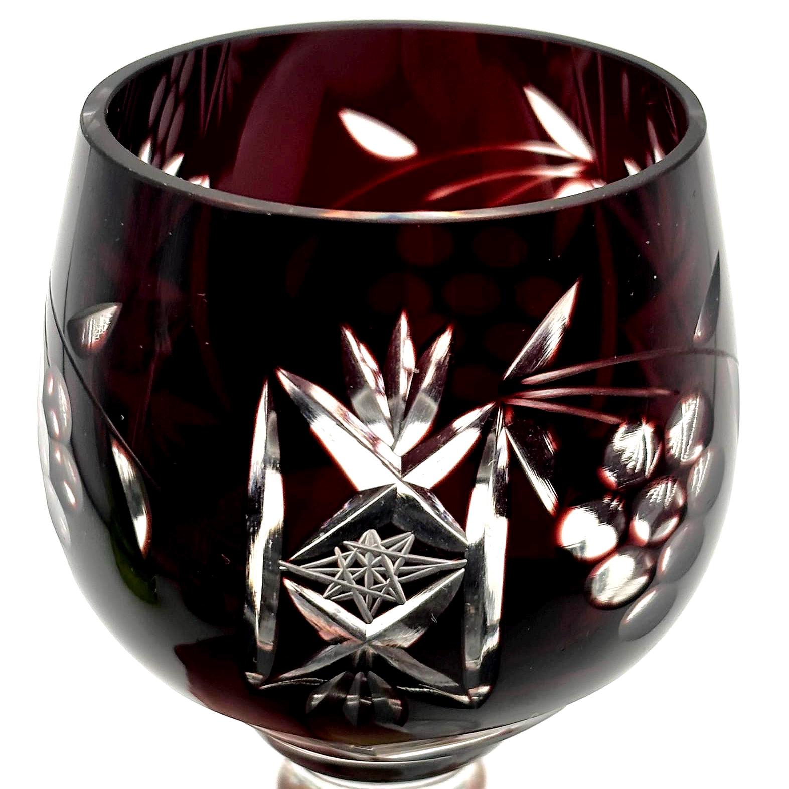 Bohemian, Set of 5 Colored Cut Crystal Cordial Glasses | Hand Cut Czech Crystal, 12.5 cm