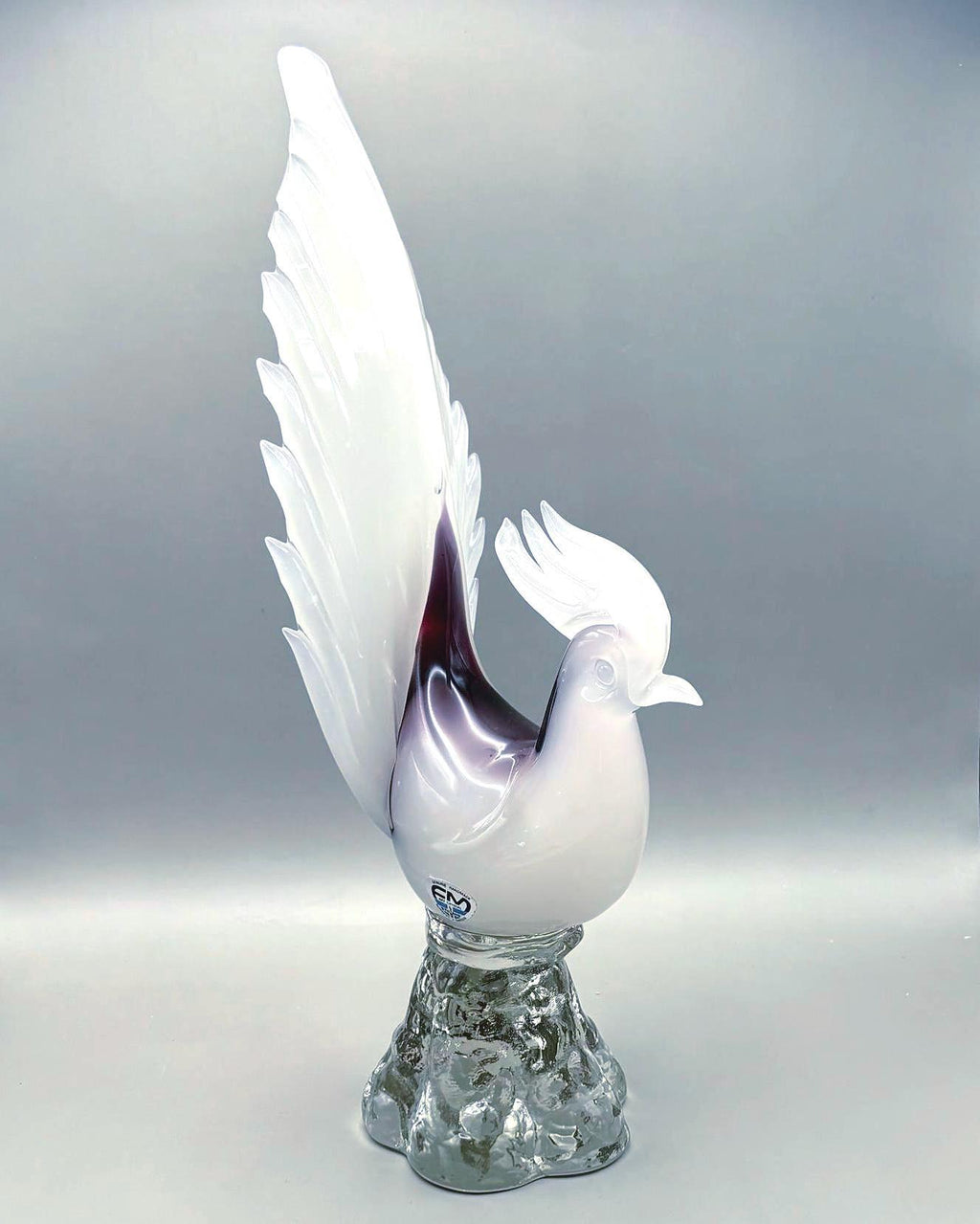 Vintage FM Konstglas Rooster - Swedish Art Glass Sculpture, Marcolin Design