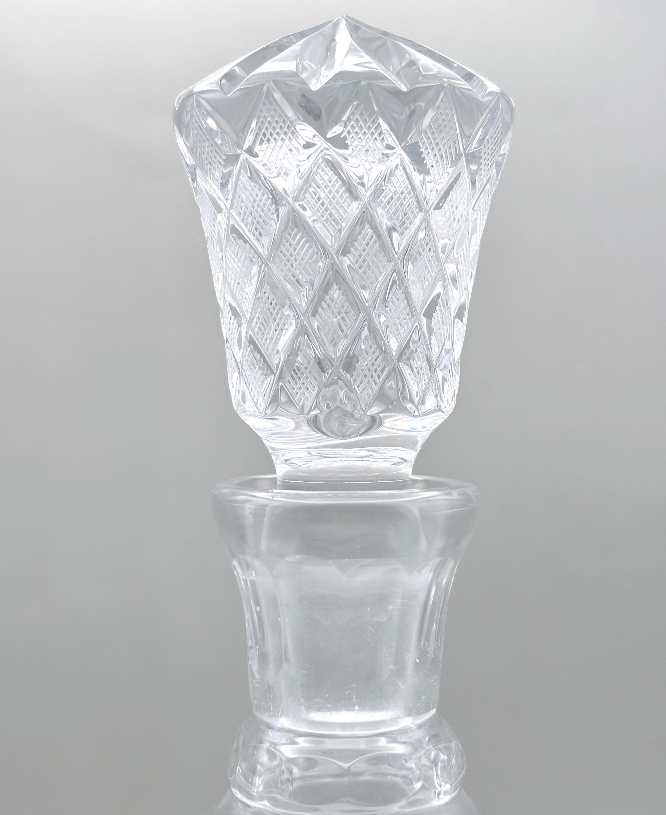 Bohemian Cut Crystal Decanter | Tall Glass Decanter with Stopper, 30 cm