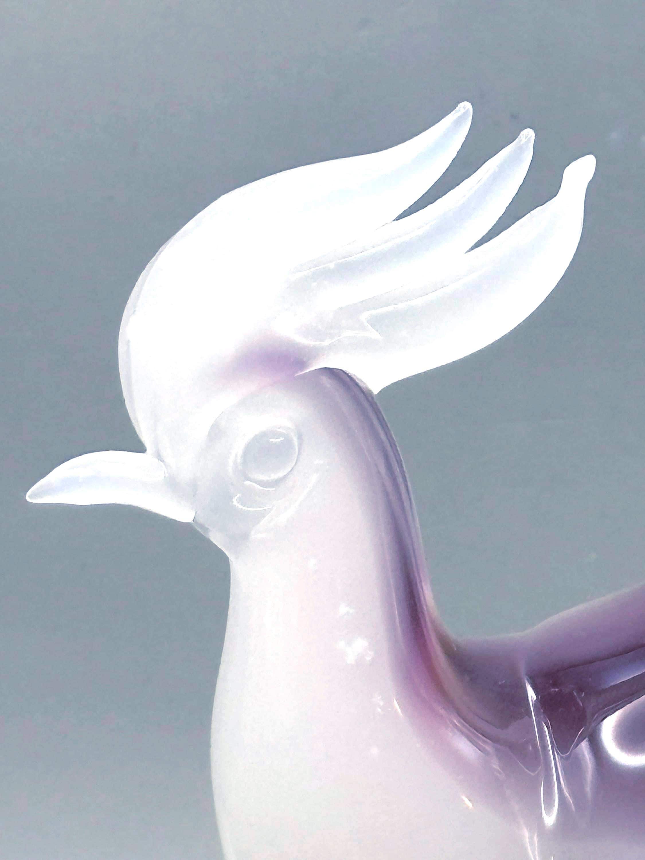 Vintage FM Konstglas Rooster - Swedish Art Glass Sculpture, Marcolin Design