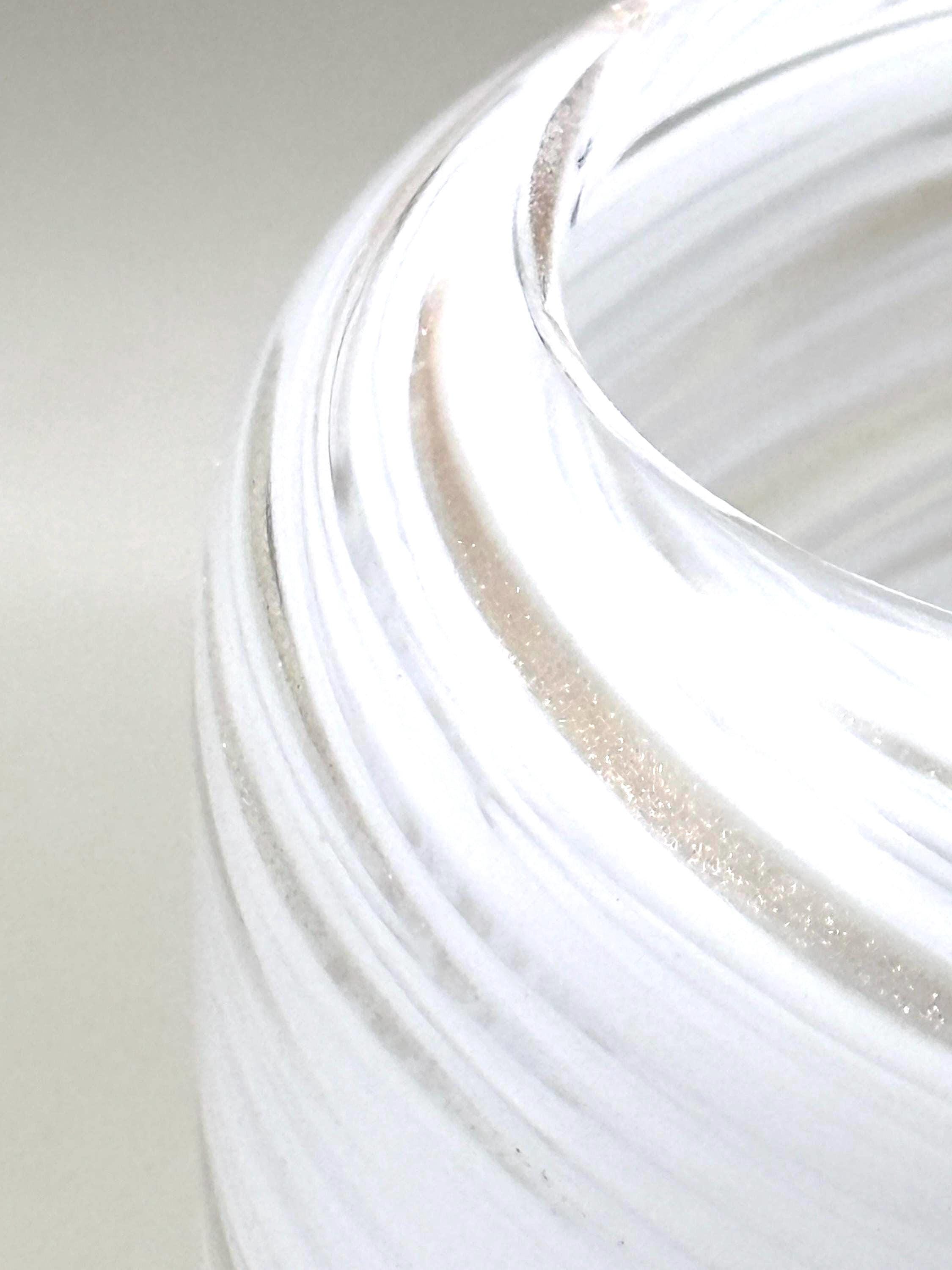 Vintage Murano, Italy. Glass Vase with Gold Inclusions – White Swirl Opaline Glass