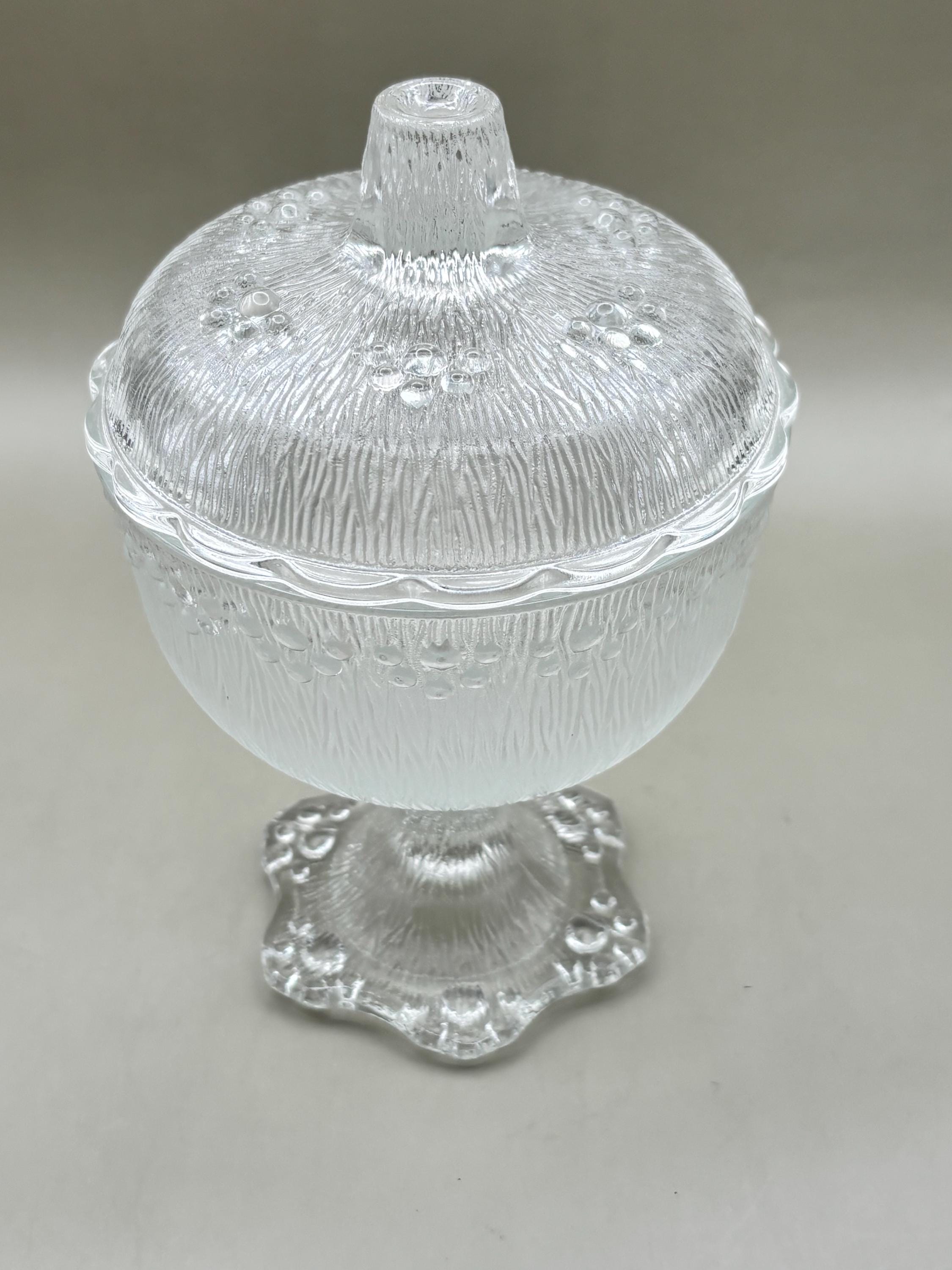 Bonbonnière, Masserini “Barocco” Pedestal Jar with Lid | Italian Glass Art, 19 cm