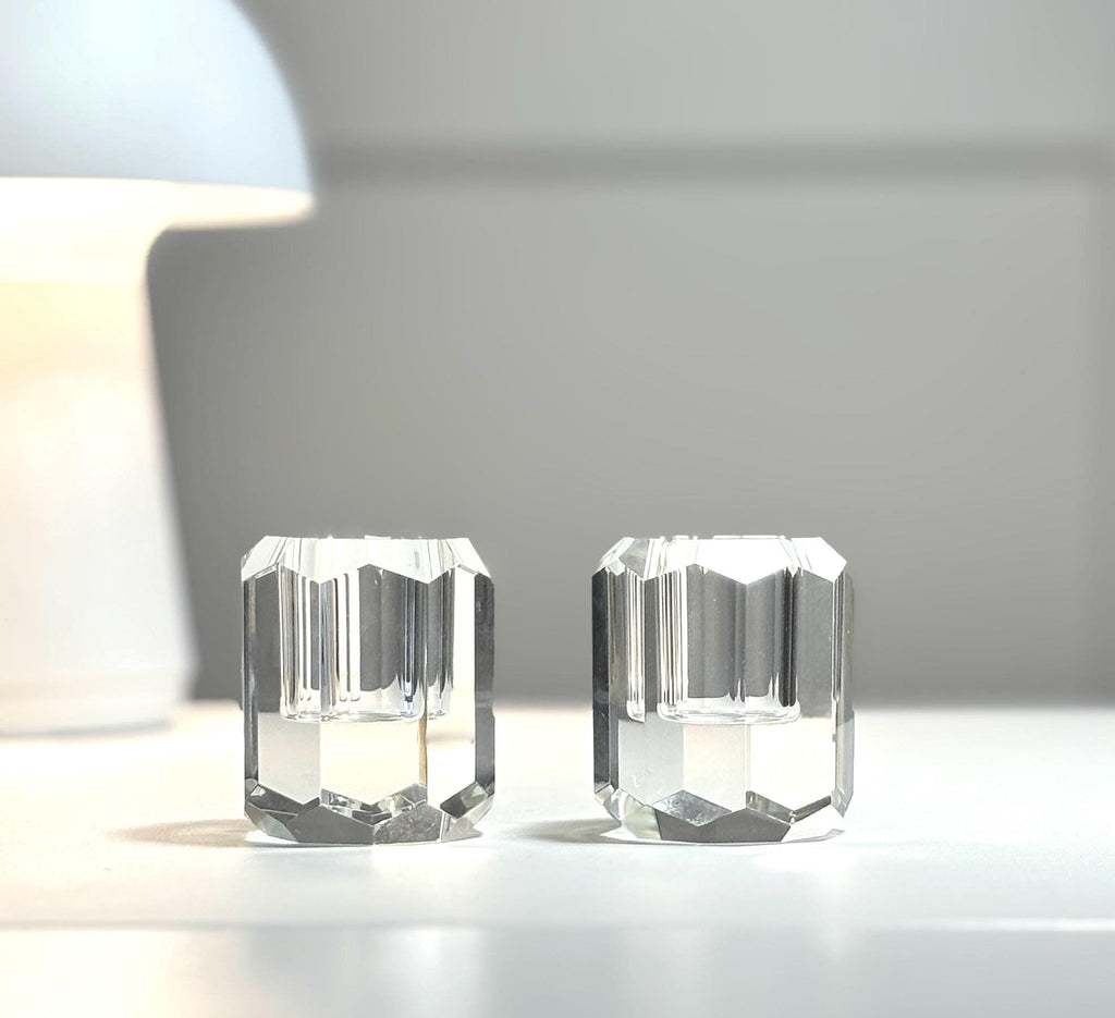 Nordic Décor, Crystal Candle holders | Mid Century Modern