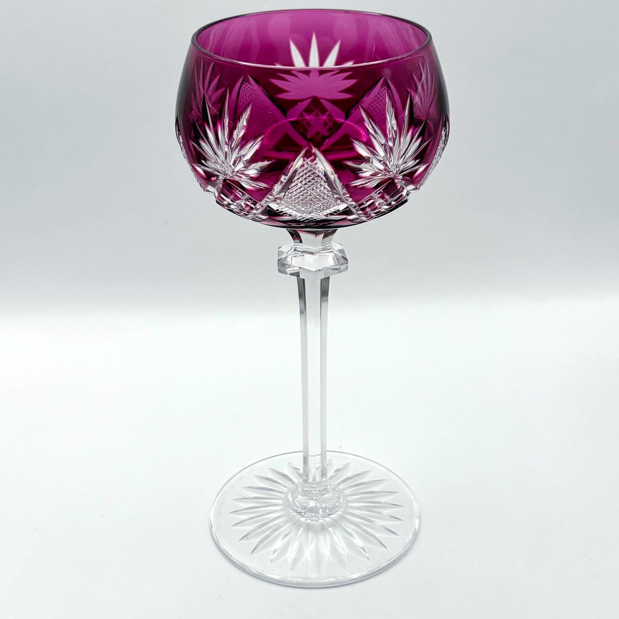 Val Saint Lambert Crystal Wine Glasses – Berncastel Harlequin Set, 5 Pieces, 18.5cm