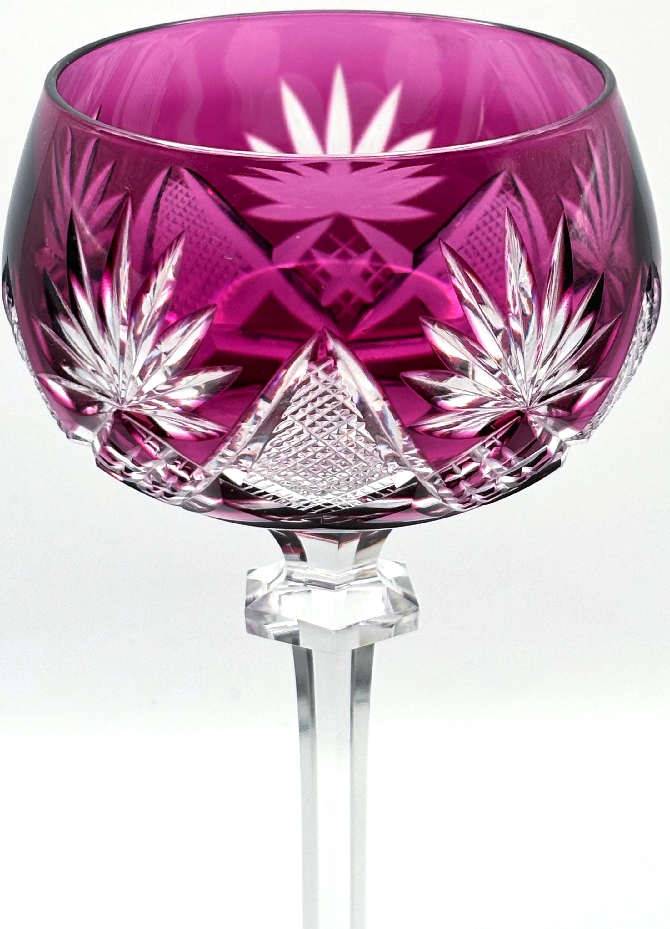 Val Saint Lambert Crystal Wine Glasses – Berncastel Harlequin Set, 5 Pieces, 18.5cm