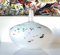 Bertil Vallien, Limited Edition Kosta Boda Art Glass Vase – SIBYART, Frosted White, Multicolor Inclusions