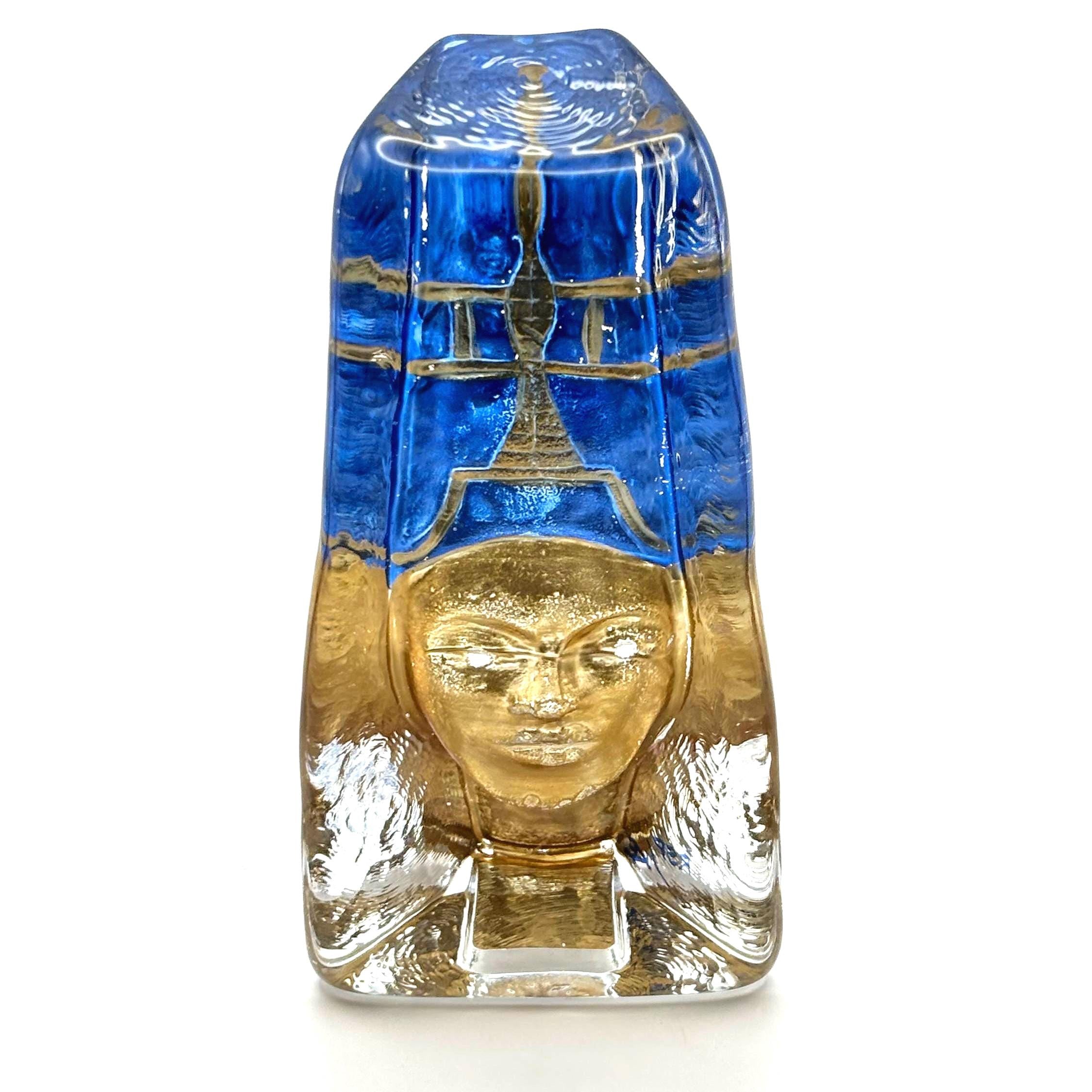SEA Glasbruk Renate Stock Sculpture, Egyptian Queen Nefertiti Style | Swedish Glass Art
