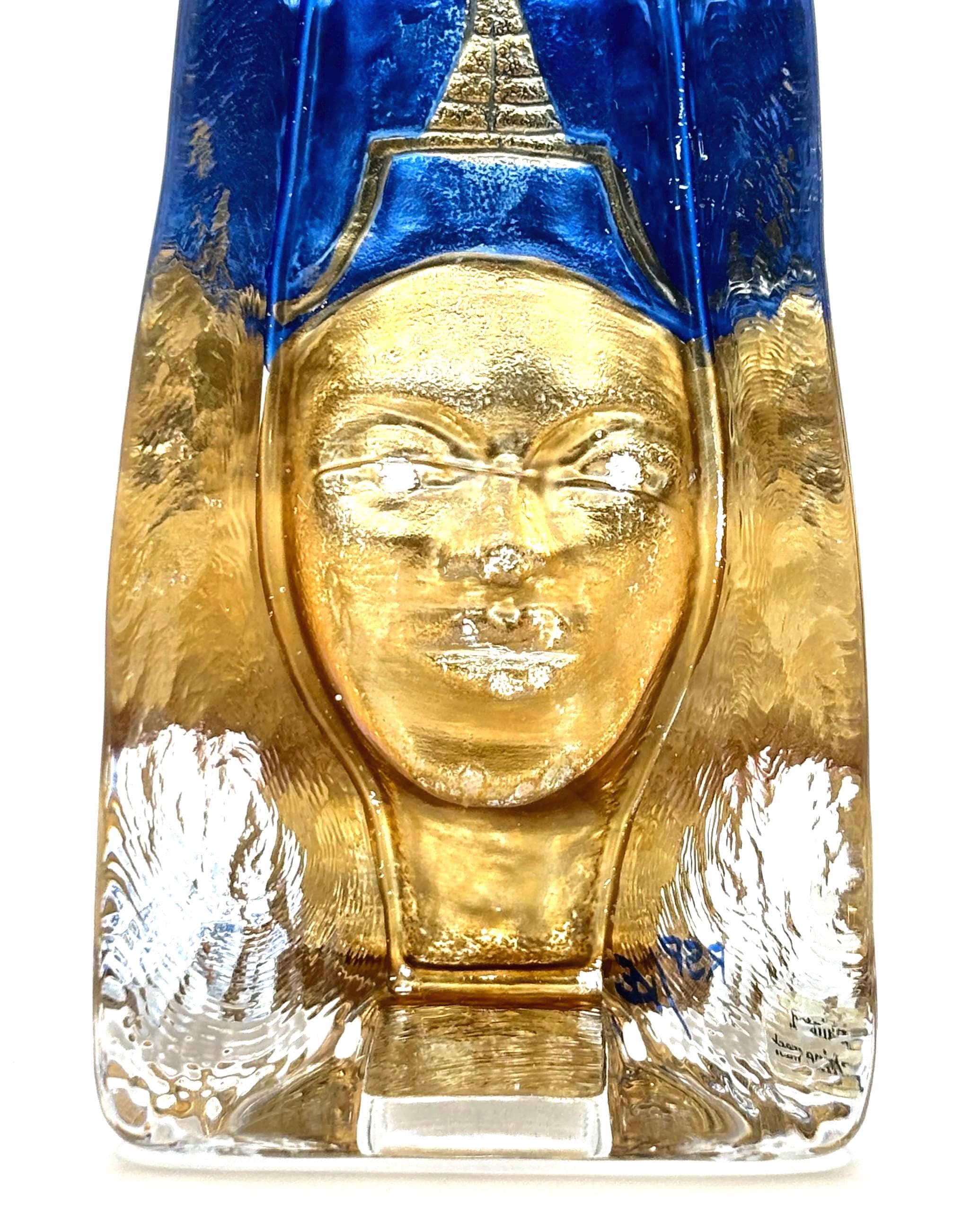 SEA Glasbruk Renate Stock Sculpture, Egyptian Queen Nefertiti Style | Swedish Glass Art