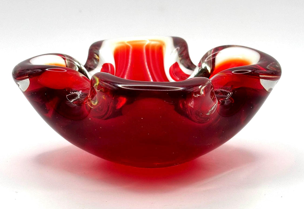 Murano, Sommerso, Ruby Red centrepiece | Italian Art Glass, 13 cm