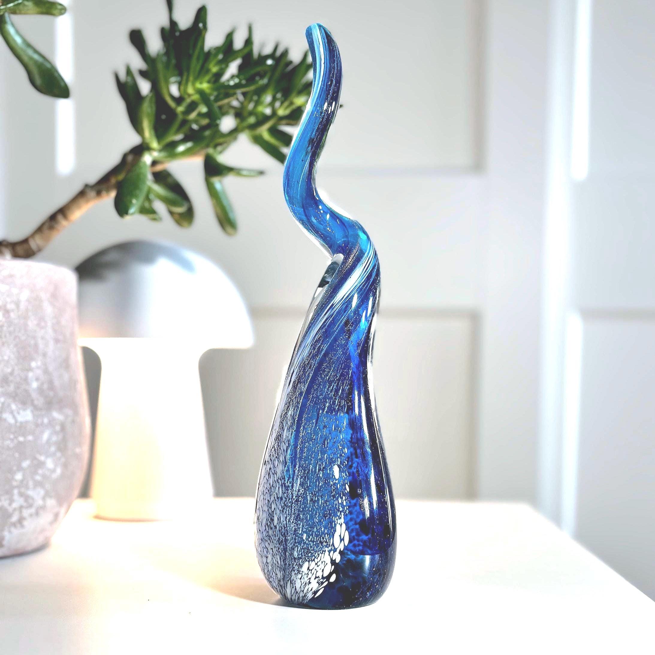 Murano, Tall Blue Aventurine | Italian Art Glass Sculpture