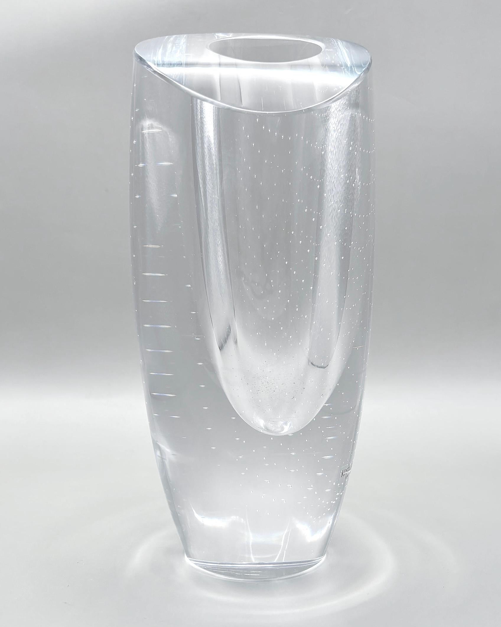 Kosta Boda Crystal Vase | Göran Wärff Signed Scandinavian Art Glass Sculpture