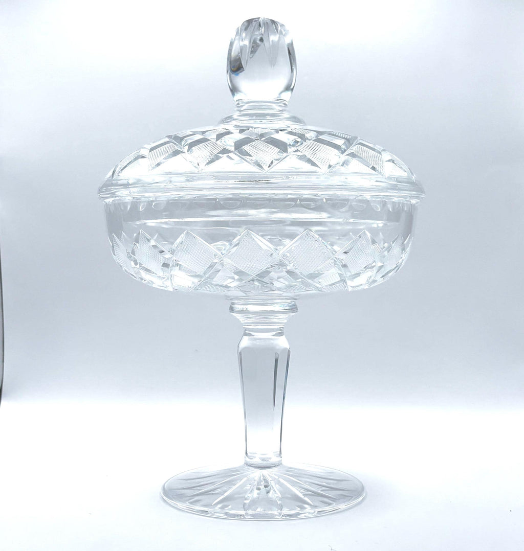 Bonbonniere Cut Crystal Candy Dish with Lid | Faceted Bohemian