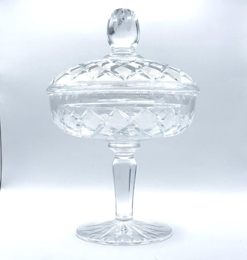 Bonbonniere Cut Crystal Candy Dish with Lid | Faceted Bohemian