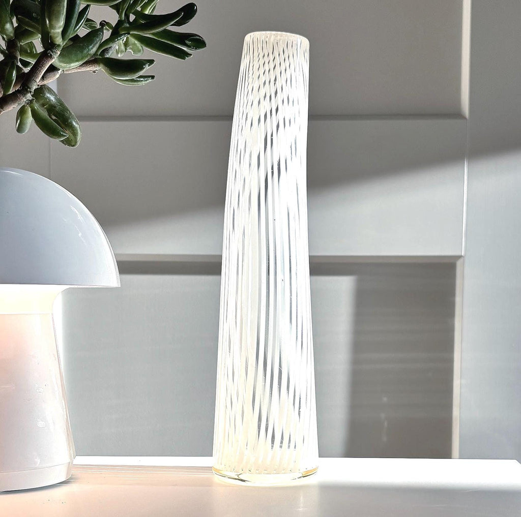 Murano Latticino Vase, Dino Martens Aureliano Toso | Italian Art Glass 31cm