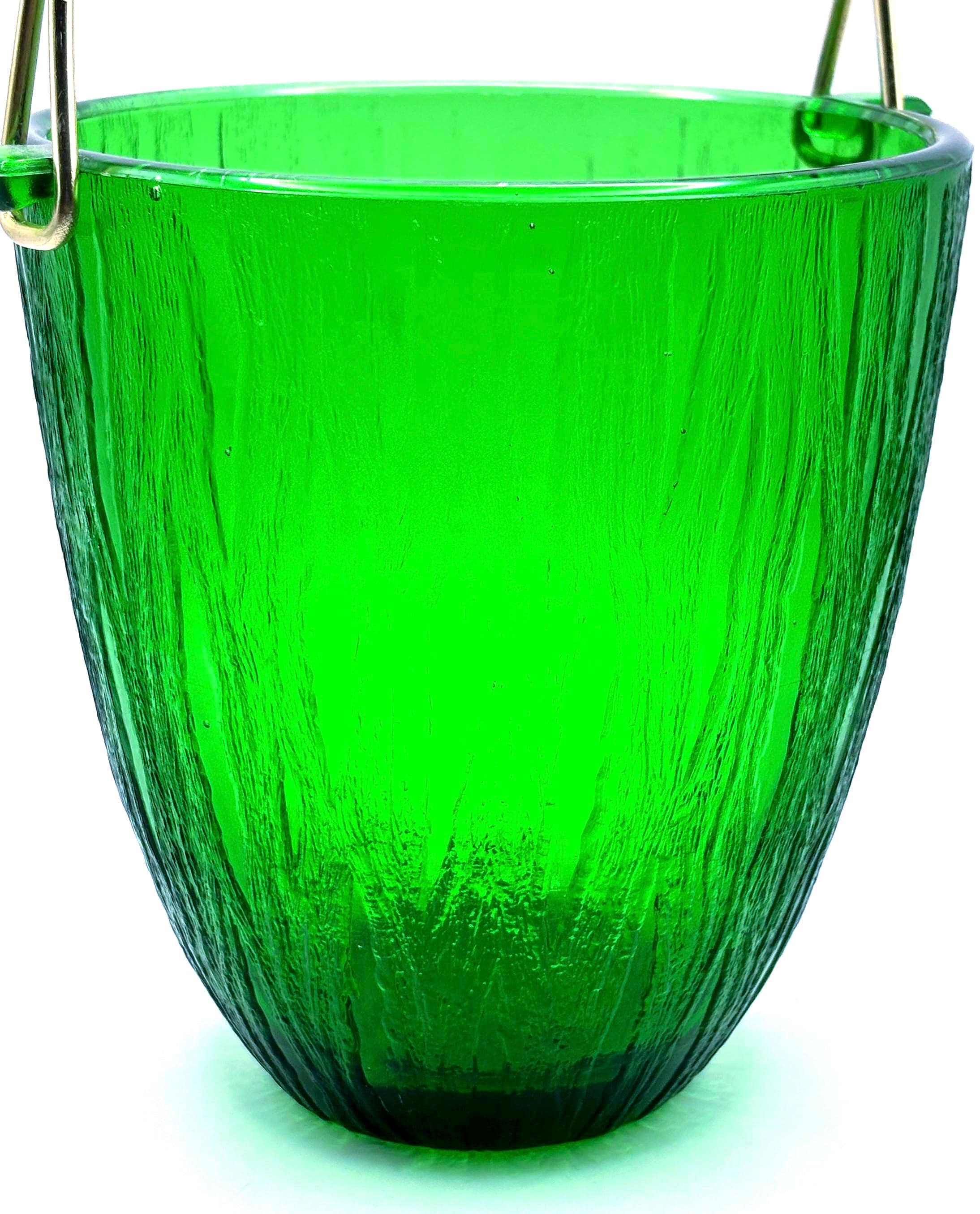 Holmegaard Green Glass Ice Bucket – Scandinavian Modern Drink Cooler | Danish Mid Century Barware